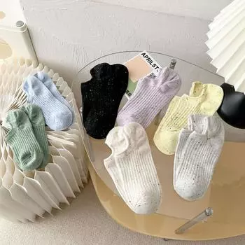 Женские летние носки-лодочки из пряжи Idea, тонкие летние носки из чистого хлопка с низким верхом и неглубоким горлом, однотонные универсальные студенческие невидимые носки для женщин 35-39 чёрный