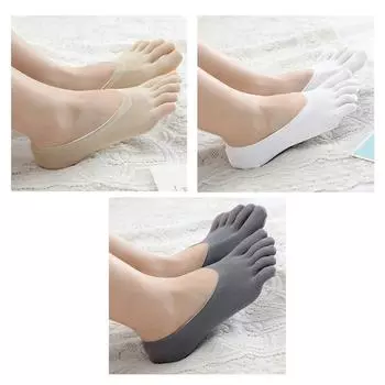 Женские летние носки с пятью пальцами, женские ультратонкие носки с забавным носком, невидимые силиконовые Sokken, противоскользящие, антифрикционные, Ecmln, Прямая поставка One size чёрный