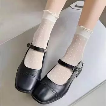 Женские летние носки с сеткой, кружевом, сексуальные, ультратонкие, прозрачные, мягкие, короткие, эластичные, до щиколотки, носки Лолиты, носки Харадзюку в стиле ретро one size