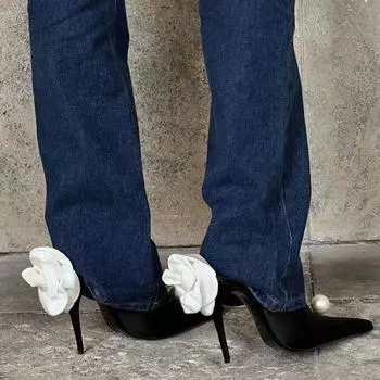 Женские летние новые элегантные дизайнерские сексуальные туфли-мюли с острым носком, повседневные вечерние платья с неглубоким вырезом, женские туфли на высоком каблуке 38 чёрный