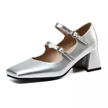 Женские летние новые элегантные зеркальные кожаные туфли Мэри Джейн на массивном каблуке для женщин, черные туфли на каблуке 48 бордовый