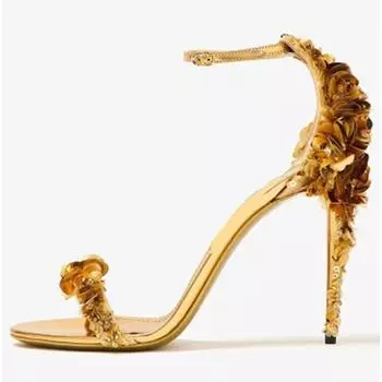 Женские летние новые модные босоножки на тонком высоком каблуке с пайетками, сексуальные открытые зубы, для банкета, вечеринки, свадьбы, шоу, женские большие босоножки 35