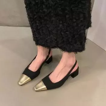 Женские летние новые модные брендовые дизайнерские нескользящие туфли на толстой подошве с высоким каблуком для отдыха на природе повседневные офисные женские сандалии с острым носком 41 чёрный