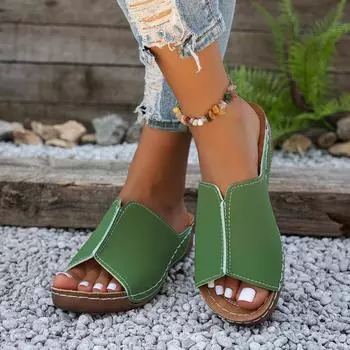 Женские летние новые модные дизайнерские тапочки с круглым носком на толстой подошве, нескользящие, удобные сандалии для отдыха на открытом воздухе, большого размера 36 розовый