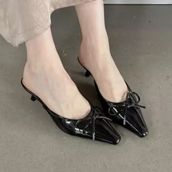 Женские летние новые модные дизайнерские туфли на высоком каблуке с острым носком из искусственной кожи, элегантные банкетные сексуальные женские тапочки 35 чёрный