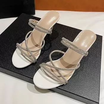 Женские летние новые модные сексуальные босоножки на тонком каблуке с острым носком и открытым носком, повседневные женские босоножки на высоком каблуке, размер 35-42 35