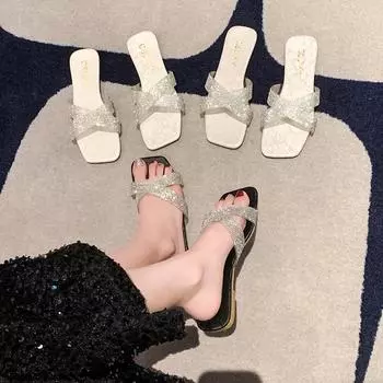 Женские летние новые стильные сандалии на плоской подошве Ins Trendy Cross Body Beach Slippers Rubber Outside Shoes Slides Women 35