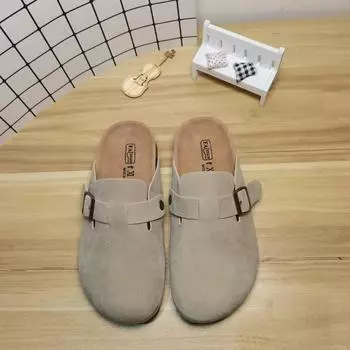 Женские летние новые тапочки 2024 года, простые однотонные универсальные женские тапочки Baotou, повседневные удобные домашние мюли на плоской подошве 35 малиновый