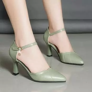 Женские летние однотонные элегантные босоножки из искусственной кожи на высоком каблуке с одним ремешком, деловая обувь для работы 40 чёрный