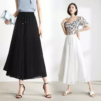 Женские летние однотонные драпированные брюки с высокой талией, тонкие, удобные, струящиеся брюки-кюлоты 5XL белый