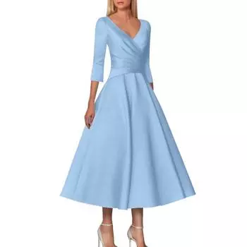 Женские летние однотонные однотонные платья с v-образным вырезом, темпераментные, с открытой талией S чёрный