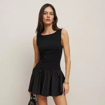 Женские летние однотонные платья без рукавов в стиле пэчворк S чёрный