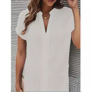 Женские летние однотонные повседневные свободные платья с короткими рукавами S белый