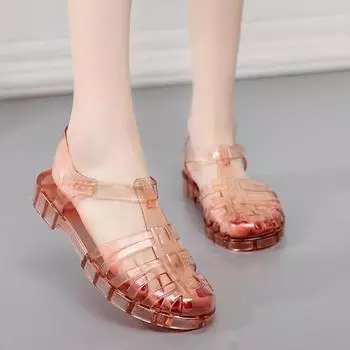 Женские летние однотонные ретро-сандалии Baotou на плоской подошве 40