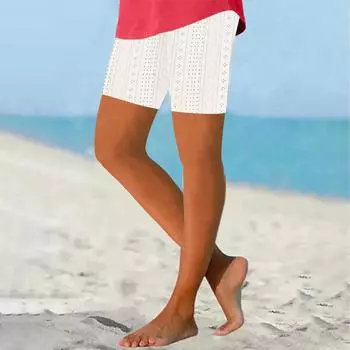 Женские летние однотонные штаны для йоги с застежкой-молнией можно носить как шорты M белый