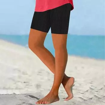 Женские летние однотонные штаны для йоги с застежкой-молнией можно носить как шорты L чёрный