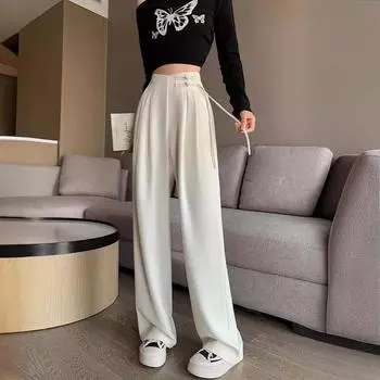 Женские летние официальные костюмы с высокой талией, брюки, широкие брюки, спортивные спортивные штаны, спортивные повседневные брюки для женщин S зелёный