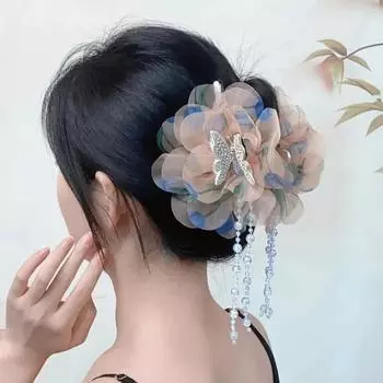 Женские Летние Осенние Аксессуары для Волос Бабочка Кисточка Девочки Супер Милая Цветок Многослойный Зажим для Волос Нарядный Головной Убор