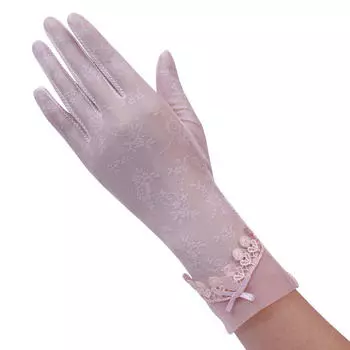 Женские летние перчатки для вождения с защитой от ультрафиолета, кружевные перчатки серый