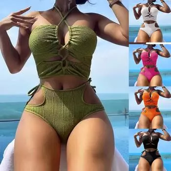 Женские летние пикантные удобные однотонные купальники с высокой талией и раздельными купальниками M белый