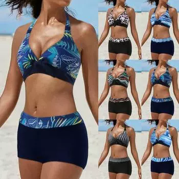 Женские летние пикантные удобные однотонные купальники с высокой талией и раздельными купальниками L чёрный