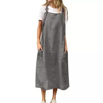 Женские летние платья без рукавов повседневные однотонные платья L