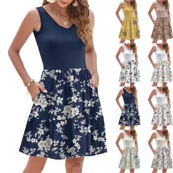 Женские летние платья без рукавов повседневные свободные летние платья на пуговицах с карманами XL чёрный