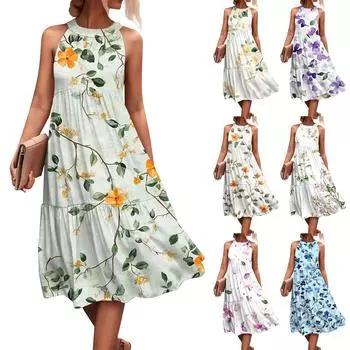 Женские летние платья без рукавов с принтом ко Дню святого Валентина, свободные, повседневные, с висячим вырезом, пляжные платья L горячий розовый