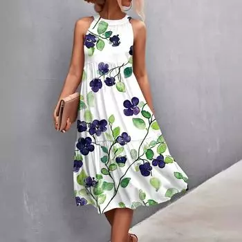 Женские летние платья без рукавов с принтом ко Дню святого Валентина, свободные, повседневные, с висячим вырезом, пляжные платья S светло-синий