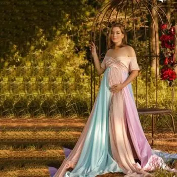 Женские летние платья на одно плечо с глубоким V-образным вырезом и радужной сеткой S разноцветный