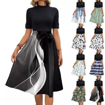 Женские летние платья повседневные свободные сарафаны с короткими рукавами и карманами L армия зеленый