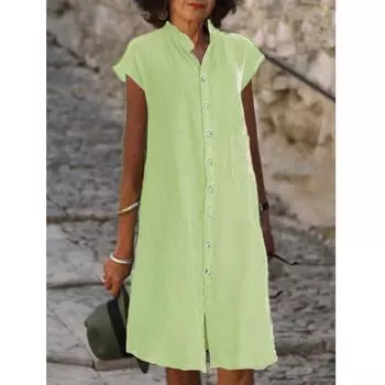 Женские летние платья Повседневный сарафан с квадратным вырезом Свободные струящиеся короткие платья-майки L зелёный