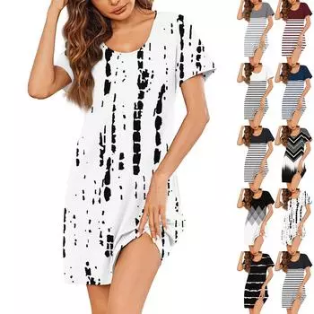 Женские летние платья с коротким рукавом, льняные повседневные футболки, пляжные платья-миди, сарафаны с карманами XL киноварь