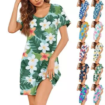 Женские летние платья с коротким рукавом, льняные повседневные футболки, пляжные платья-миди, сарафаны с карманами L бежевый