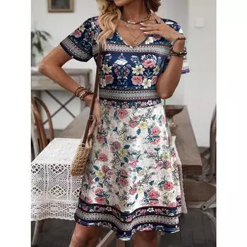 Женские летние платья с V-образным вырезом и коротким рукавом для отдыха, повседневные, со сборками, пляжные, миди, свадебные, гостевые платья S белый