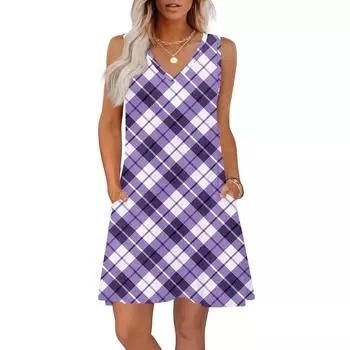 Женские летние платья свободного кроя с принтом V-образным вырезом без рукавов сарафаны пляжное гавайское платье с карманами XL