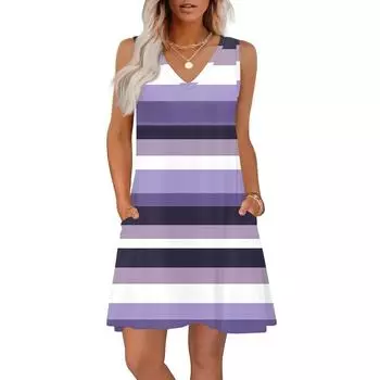 Женские летние платья свободного кроя с принтом V-образным вырезом без рукавов сарафаны пляжное гавайское платье с карманами S фиолетовый