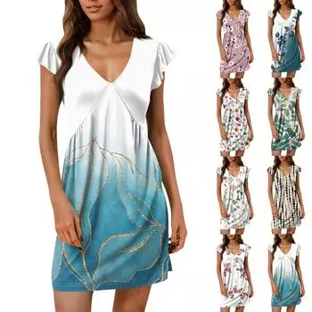 Женские летние платья, свободные сарафаны без рукавов с U-образным вырезом и карманами L бежевый