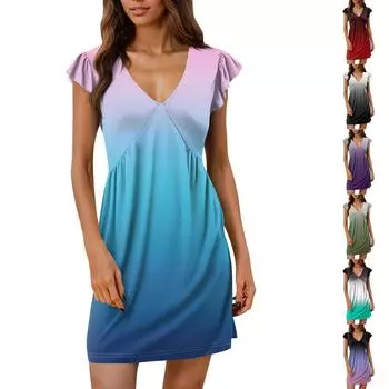 Женские летние платья, свободные сарафаны без рукавов с U-образным вырезом и карманами L армия зеленый