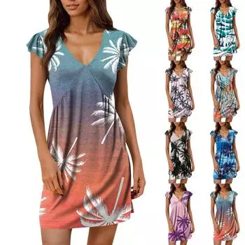 Женские летние платья, свободные сарафаны без рукавов с U-образным вырезом и карманами L