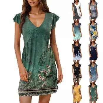 Женские летние платья, свободные сарафаны без рукавов с U-образным вырезом и карманами L чёрный