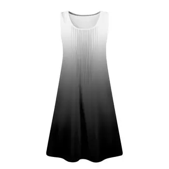 Женские летние платья, свободные сарафаны без рукавов с U-образным вырезом и карманами S циан