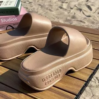 Женские летние пляжные сандалии Eva на толстой подошве с высоким каблуком 2024 года — Увеличенный размер, противоскользящий дизайн 35-36