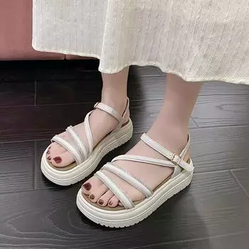 Женские летние пляжные сандалии на толстой подошве 35 чёрный