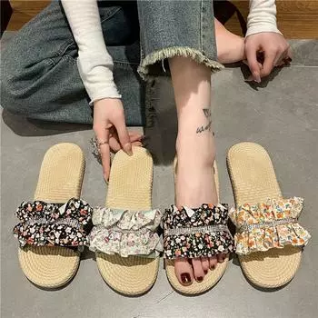 Женские летние пляжные сандалии с бантом на плоской подошве 2023 года 36/37