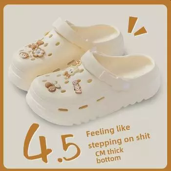 Женские летние пляжные туфли на толстой нескользящей подошве, полутапочки с закрытым носком и удобной посадкой, выпуск 2024 года. 40/41