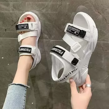 Женские летние пляжные туфли на толстой подошве, римские сандалии, винтажные элегантные сандалии, спортивные сандалии больших размеров 40