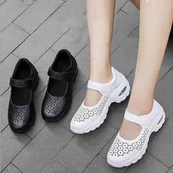 Женские летние полые дышащие противоскользящие туфли на воздушной подушке на платформе, кроссовки 37 белый