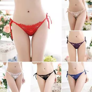 Женские летние полые трусы с цветочным принтом, трусики, стринги, нижнее белье
