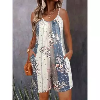 Женские летние повседневные комбинезоны без рукавов на бретелях, эластичные короткие комбинезоны с карманами, сарафан, купальник S